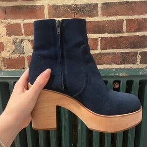 Charlotte Stone Blue and Tan Heeled Boots
